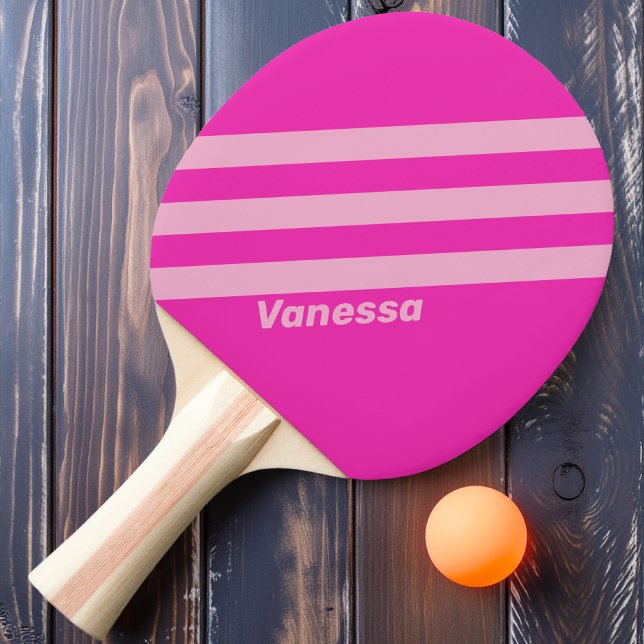 Retro Pink Sky Three Stripes with Name Ping Pong Paddle (Creator Uploaded)