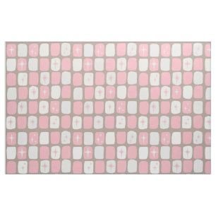 Retro Pink Starbursts Combed Cotton Fabric