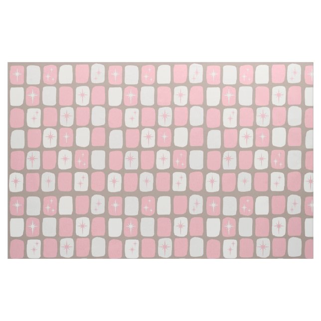 Retro Pink Starbursts Combed Cotton Fabric (Fat Quarter)