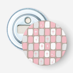 Retro Pink Starbursts Magnetic Bottle Opener