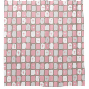 Retro Pink Starbursts Shower Curtain