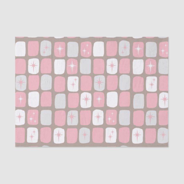 Retro Pink Starbursts Tissue Paper (Front)