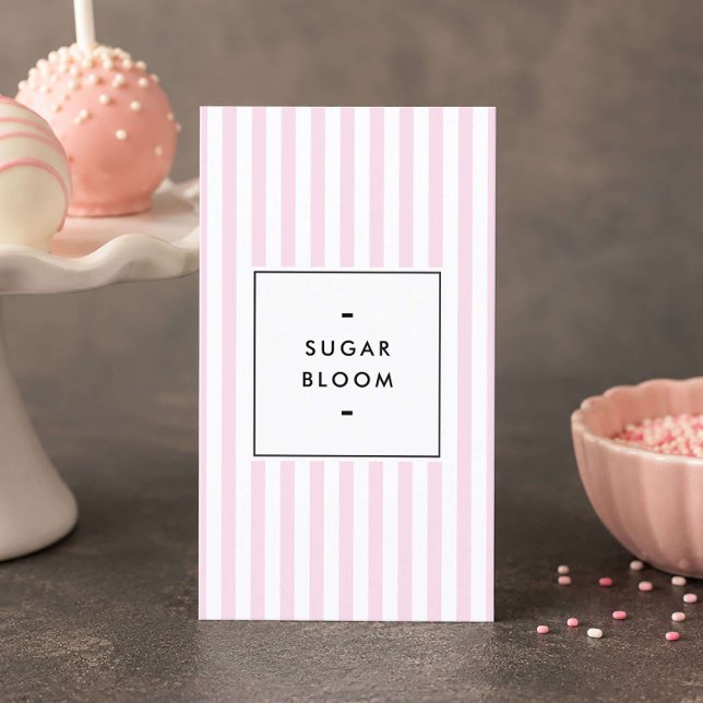 Retro Pink Stripes Cake Pops Business Card (Creator Uploaded)