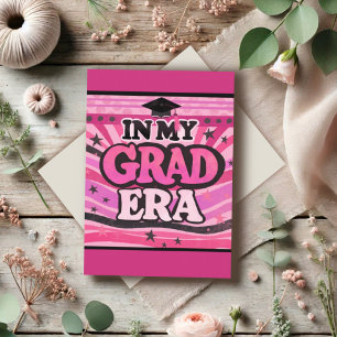 Retro Pink Stylish Fun In My Grad Era Quote Card
