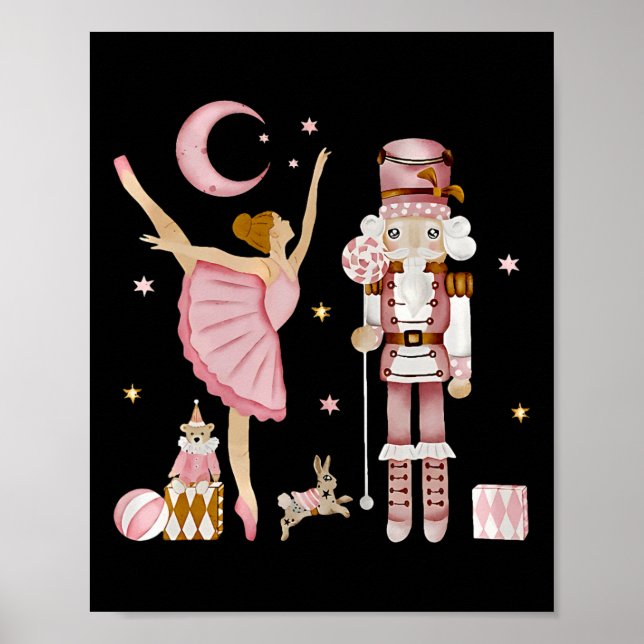 Retro Pink Sugar Plum Fairy Nutcracker Christmas C Poster (Front)