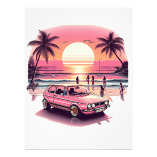 Retro Pink Summer Sunset Beach Vibe Photo Print