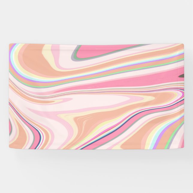 Retro Pink Swirl Liquid Painting Aesthetic Design Banner (Horizontal)