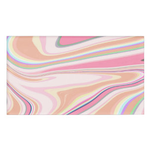 Retro Pink Swirl Liquid Painting Aesthetic Design Name Tag