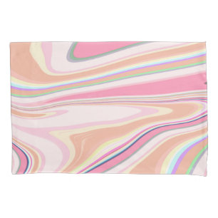 Retro Pink Swirl Liquid Painting Aesthetic Design Pillowcase
