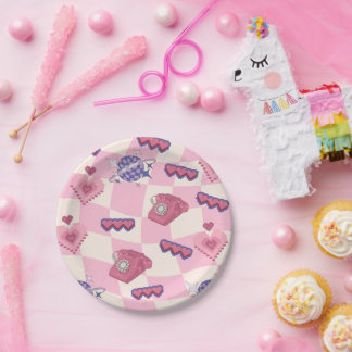 Retro Pink Telephone Paper Plates