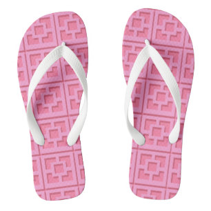 Retro Pink Trellis Adult Flip Flops, Wide Straps Flops