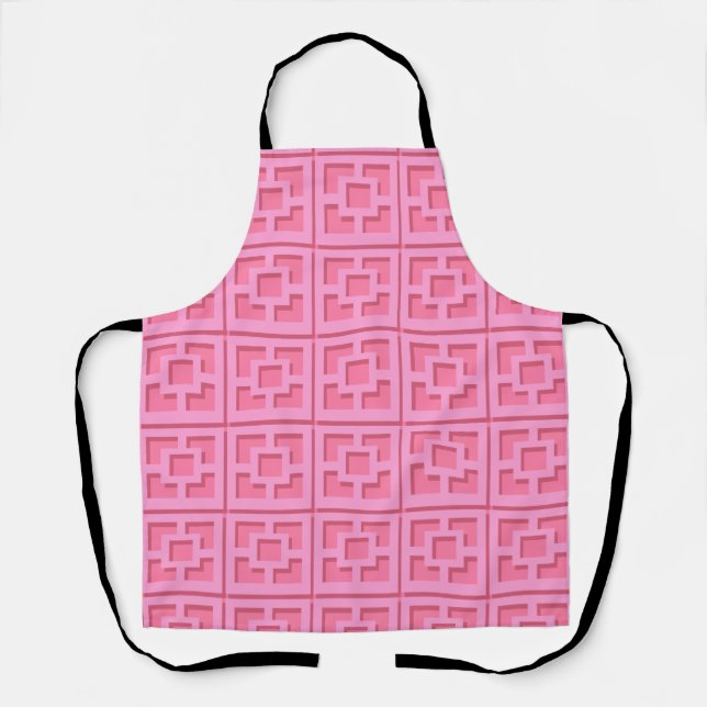 Retro Pink Trellis All-Over Print Apron (Front)