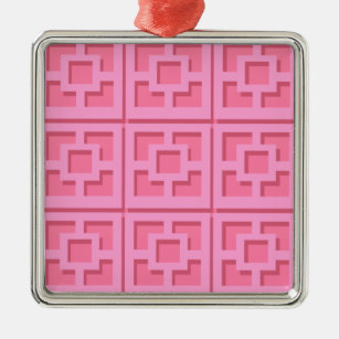 Retro Pink Trellis Ceramic Ornament