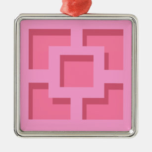 Retro Pink Trellis Ceramic Ornament