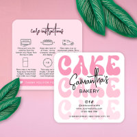 Retro Pink Trendy Girly Cake Care Instructions