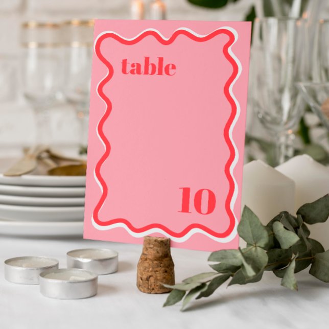 Retro Pink Trendy Wedding Table Number (Creator Uploaded)