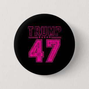 Retro Pink Trump 47 President Usa Flag For Trump 6 Cm Round Badge