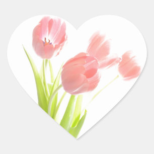 Retro pink tulip flower Scrapbook heart sticker