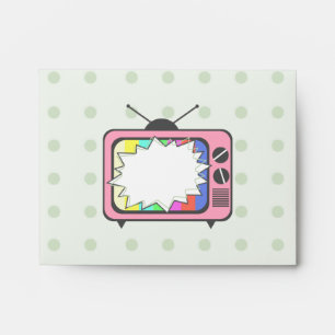 Retro Pink TV Yellow Background Envelope