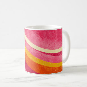 Retro Pink Waves – Vintage Wavy Background Coffee Mug
