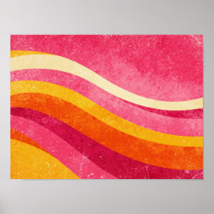 Retro Pink Waves – Vintage Wavy Background Poster