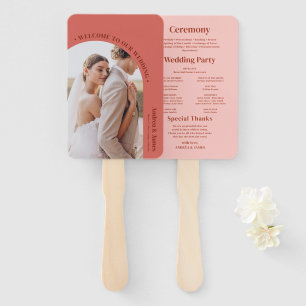 Retro Pink Wedding Program Hand Fan