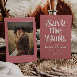 Retro Pink Wedding  Save The Date<br><div class="desc">Retro and elegant save the date card featuring boho font that says "save the date" in pink colour. You can add a photo on the back.</div>