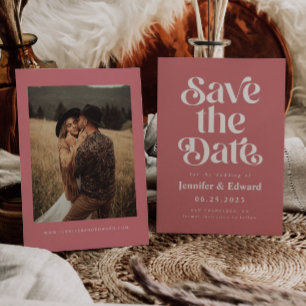 Retro Pink Wedding Save The Date
