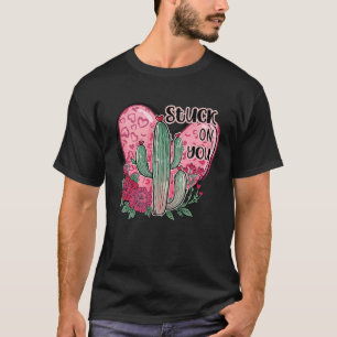 Retro Pink Western Desert Valentine's Day Cactus H T-Shirt