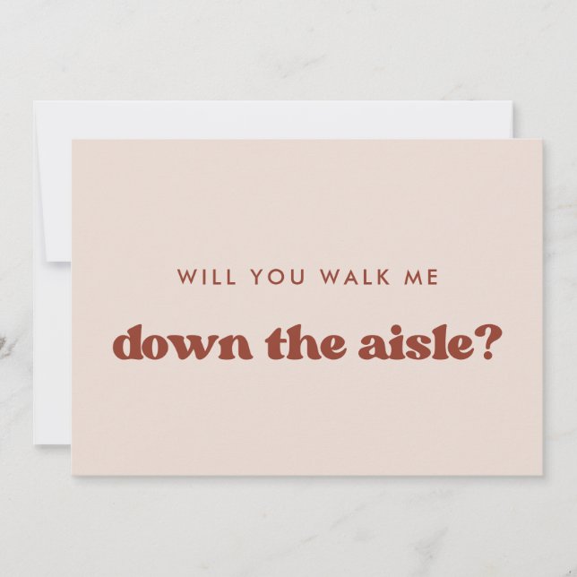 Retro Pink Will you walk me down the aisle Invitation (Front)