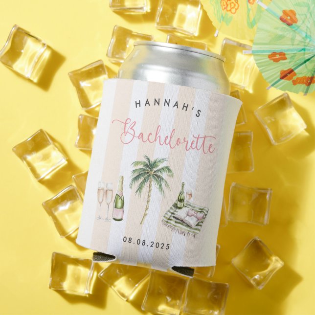 Retro Pink Wine Country Bachelorette Weekend Can Cooler (In Situ Summer)