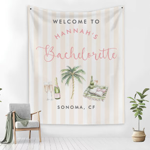 Retro Pink Wine Country Bachelorette Weekend Fleec Fleece Blanket