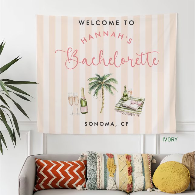 Retro Pink Wine Country Bachelorette Weekend Fleece Blanket (Creator Uploaded)