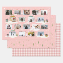 Retro Pink Woodland Scene Custom Photos Christmas