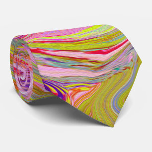 Retro Pink, Yellow and Magenta Abstract Groovy Art Tie