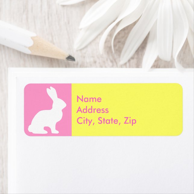 Retro Pink Yellow Easter Bunny Personalised  (Insitu)