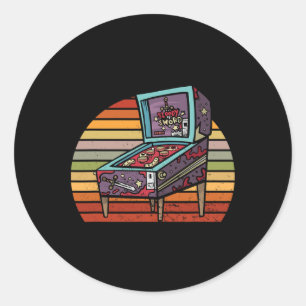 Retro Pinll Arcade Machine Pinll Wizard Pinll Wiza Classic Round Sticker