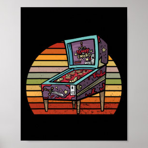 Retro Pinll Arcade Machine Pinll Wizard Pinll Wiza Poster