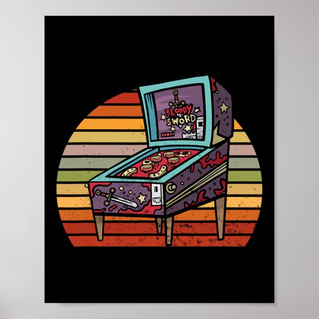 Retro Pinll Arcade Machine Pinll Wizard Pinll Wiza Poster (Front)