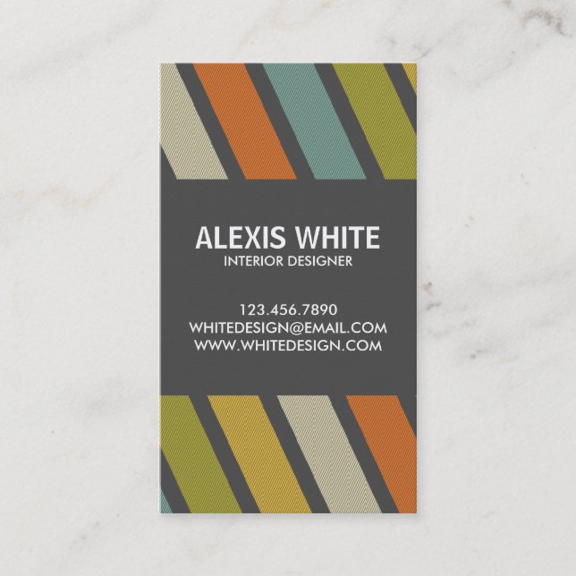 Retro Pinstripe - Style 1 Business Card (Front)