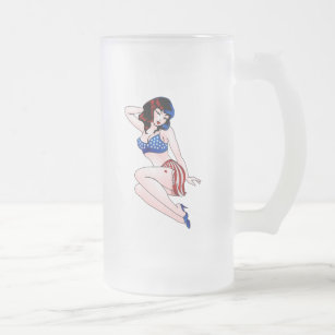 Retro Pinup Beer Glass USA Pinup Girl Mug