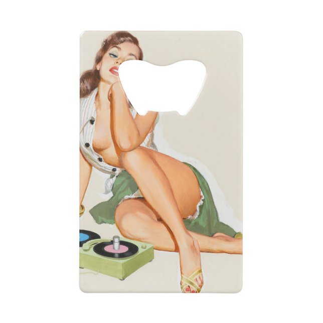 Retro pinup girl listening to music (Front)