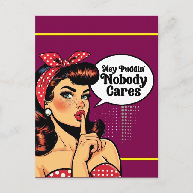 Retro Pinup_ Hey Pudding Postcard (Front)