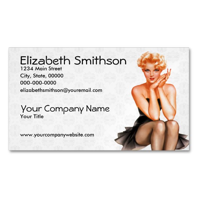 Retro Pinup Magnetic Business Card (Front)