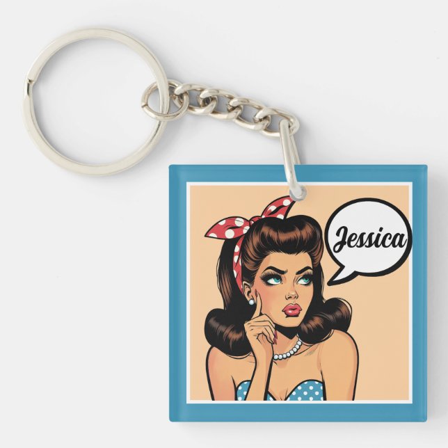 Retro Pinup_ My Dear Key Ring (Front)