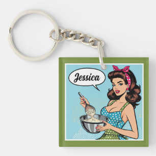 Retro Pinup_ With Kindness Key Ring