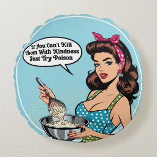 Retro Pinup_ With Kindness Round Cushion