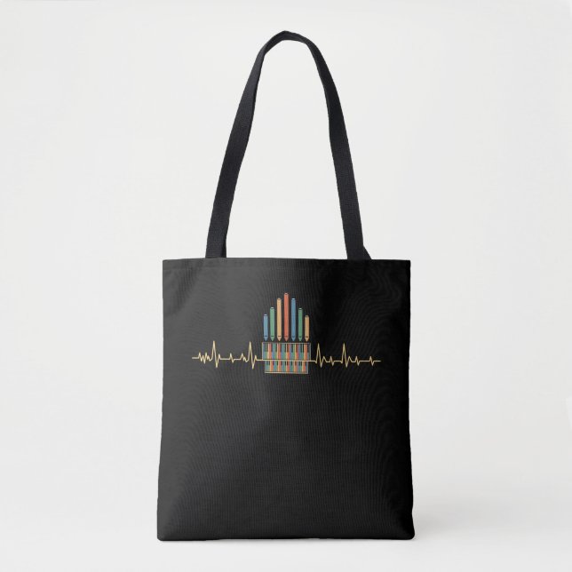 Retro Pipe Organ Church Music Organist Tote Bag (Front)