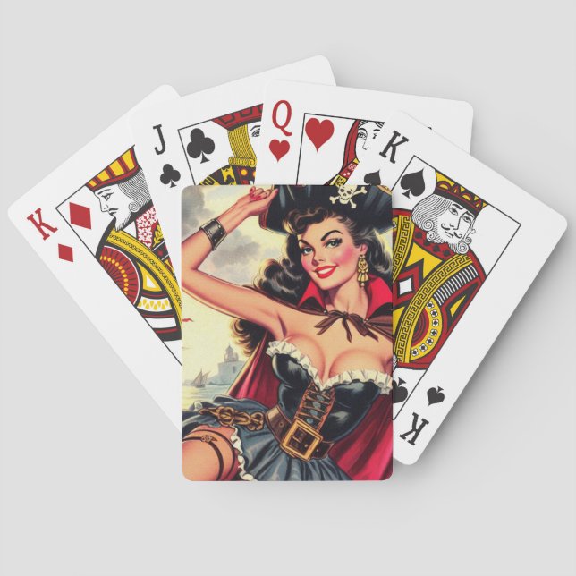 Retro Pirate Pin Up Playing Cards (Back)