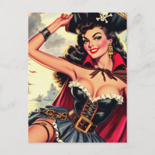 Retro Pirate Pin Up Postcard